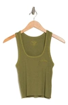 Bdg Urban Outfitters Contrast Stitch Scoop Neck Crop Tank Top In Olive Branch