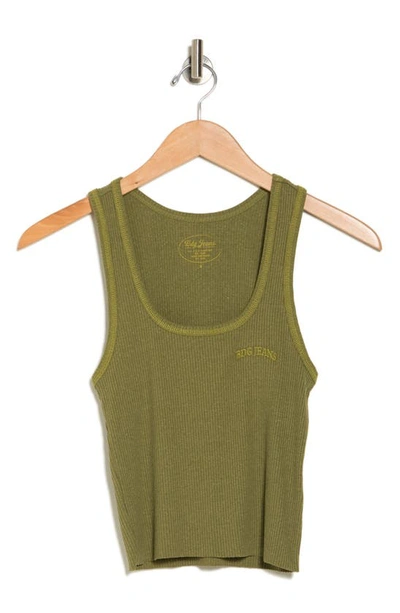 Bdg Urban Outfitters Contrast Stitch Scoop Neck Crop Tank Top In Olive Branch