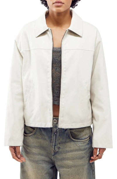 Bdg Urban Outfitters Crop Faux Leather Jacket In Ecru