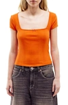 Bdg Urban Outfitters Olivia Square Neck Rib Top In Orange