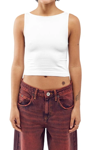 Bdg Urban Outfitters Rib Crop Tank In White