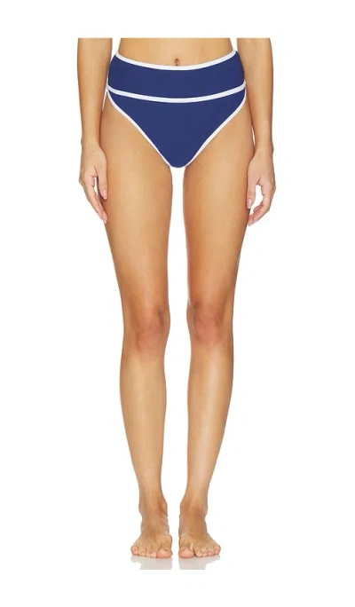 Beach Riot Carlotta Bikini Bottom In Navy & White