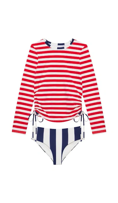 Beach Riot Little Addie And Janie Set In Star Spangled Stripes