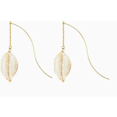 Bearfruit Jewelry Abigail Earrings Dainty Leaf Drop Statement In Gold