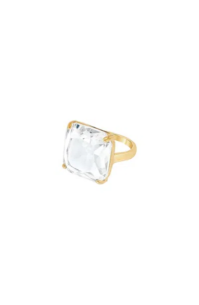 Bearfruit Jewelry Andie Dainty Minimalist Ring Trendy Everyday Jewelry In Gold Crystal - Size 6