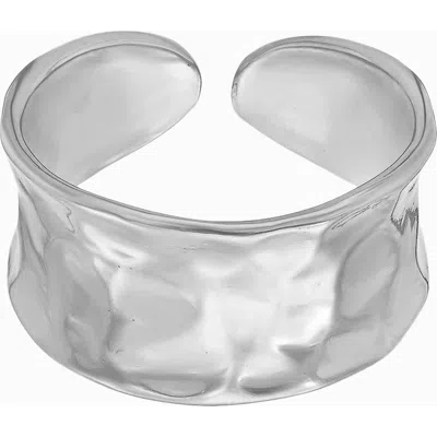 Bearfruit Jewelry Kat Stamped Textured Ring Chunky Bold Modern Statement Jewelry In Silver