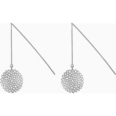 Bearfruit Jewelry Lauren Tree Leaf Threader Earrings Dainty Nature Inspired In Dark Grey