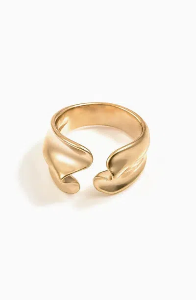 Bearfruit Jewelry Meena Irregular Width Band Ring Adjustable Modern Minimalist In Gold