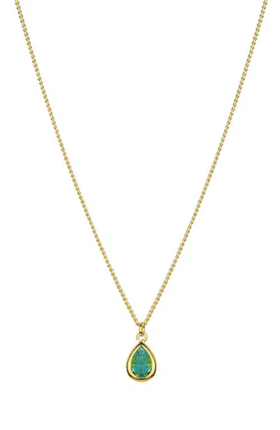 Bearfruit Jewelry Teardrop Birthstone Necklace Dainty Personalized Gemstone Gift In March/aquamarine