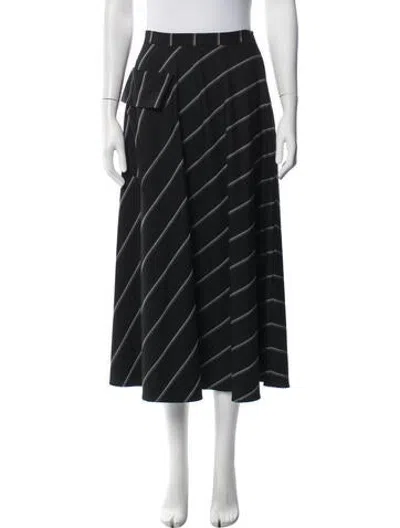 Pre-owned Beatrice B Striped Midi Length Skirt In Blue