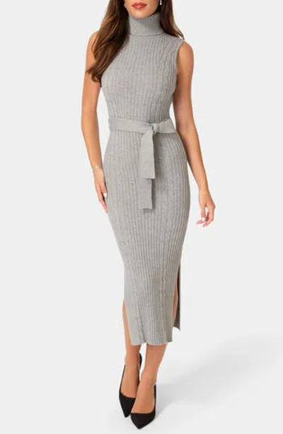 Bebe Belted Midi Sweater Dress In Gray