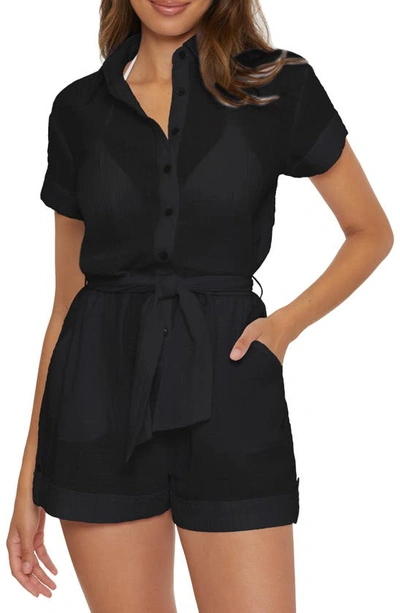 Becca Cabana Semisheer Cover-up Romper In Black