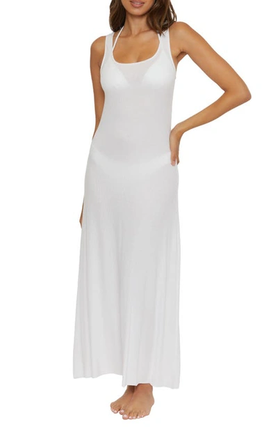 Becca Mykonos Semisheer Ribbed Cover-up Maxi Dress In White