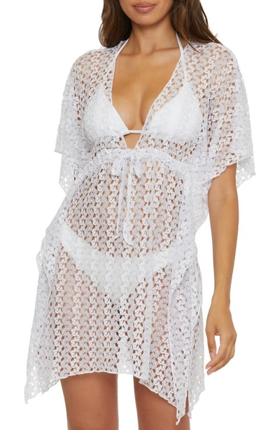 Becca Platinum Metallic Sheer Lace Cover-up Tunic In White