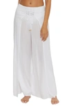 Becca Ponza Lace-up Wide Leg Cover-up Pants In White