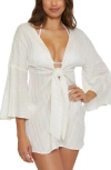 Becca Radiance V-neck Long Sleeve Cover-up Tunic In White