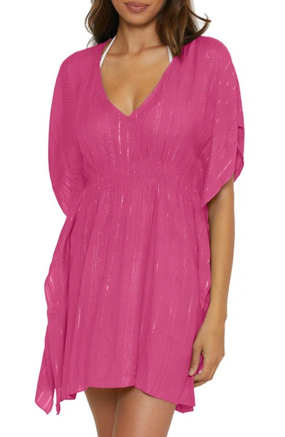 Becca Radiance Woven Cover-up Tunic In Vivid Pink