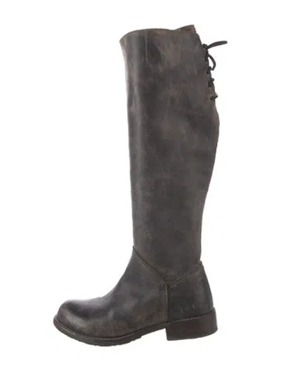 Pre-owned Bed Stu Leather Distressed Accents Riding Boots In Black