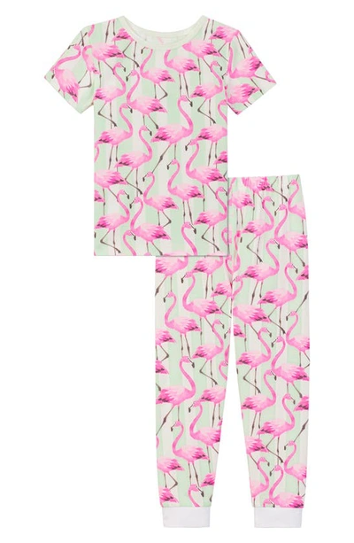 Bedhead Pajamas Kids' Print Fitted Stretch Organic Cotton Two-piece Pajamas In Flamingo Bay