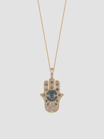 Bee Goddess Women's Hamsa 14k Rose Gold & 0.82 Tcw Diamond Pendant Necklace