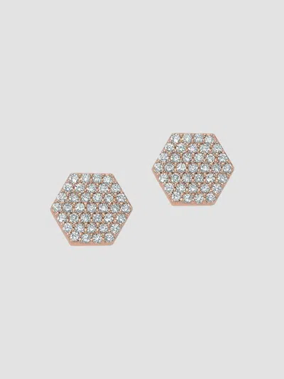 Bee Goddess Women's Honey 14k Rose Gold & 0.31 Tcw Diamond Honeycomb Earrings