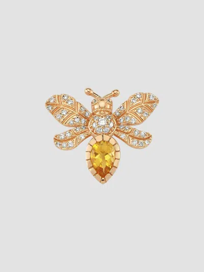 Bee Goddess Women's Honey Bee 14k Rose Gold, Diamond & Citrine Single Earring