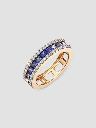 Bee Goddess Women's Mondrian 18k Yellow Gold, Sapphire & 0.46 Tcw Diamond Ring In Rose Gold