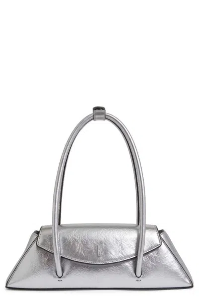 Behno Diana Leather Shoulder Bag In Silver