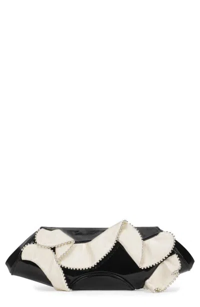 Behno Elizabeth Baguette Mini Leather Clutch In Black