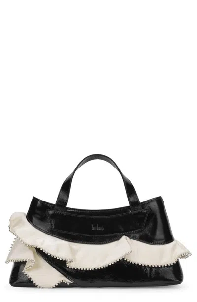 Behno Franca Leather Ruffle Shoulder Bag In Black