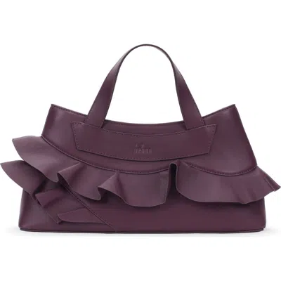 Behno Franca Ruffle Nappa Leather Shoulder Bag In Burgundy