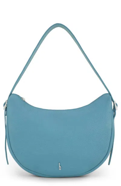 Behno Ina Crescent Pebble Leather Crossbody Bag In Sky Blue