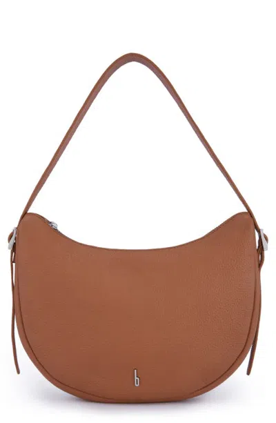 Behno Ina Crescent Pebble Leather Crossbody Bag In Tan