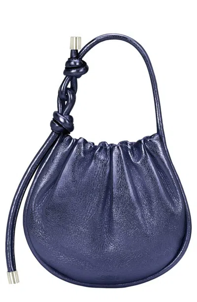 Behno Ina Mini Potli Metallic Leather Bag In Blue