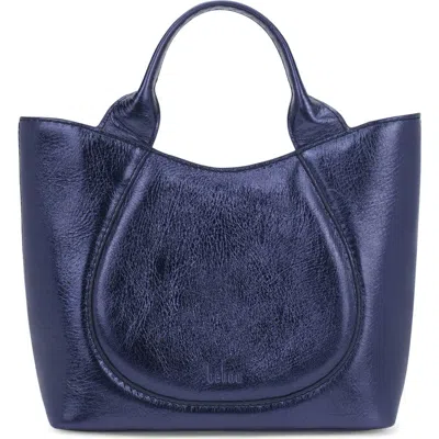 Behno Katrina Mini Metallic Leather Tote In Blue