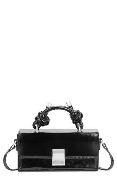 Behno Mary Micro Crinkle Leather Crossbody Bag In Black