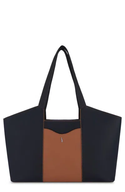 Behno Melina Leather Tote In Black/tan