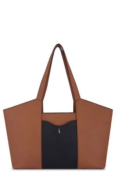 Behno Melina Leather Tote In Tan/black