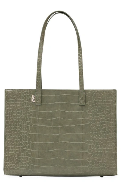 Beis Croc Embossed Work Tote In Olive