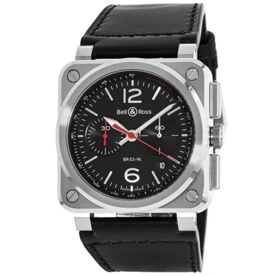 Bell & Ross Br 03-94 Chronograph 42mm Black Dial Leather Strap Men's Watch Br0394-blc-st/sca