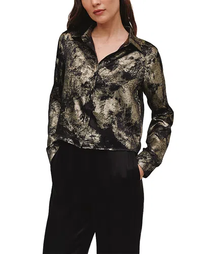 Bella Dahl Metallic Cropped Button Up Shirt In Distressed Gold Foil