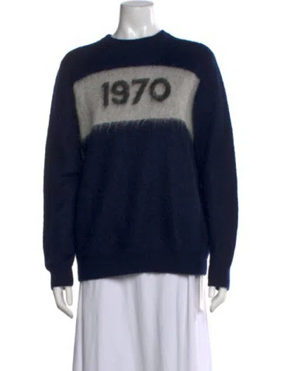 Pre-owned Bella Freud Graphic Print Crew Neck Sweater In Blue