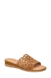 Bella Vita Cas-italy Wedge Slide Sandal In Whiskey Kidsuede Italian Leather