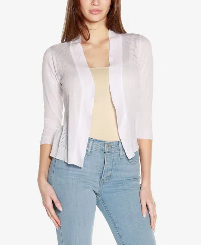 Belldini Women's 3/4 Sleeve Open Cardigan Sweater In White