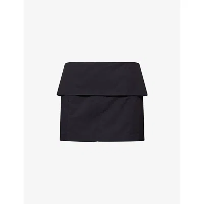 Belle Anna Womens Helia Panelled-waistband Cotton-blend Mini Skirt Black Xs