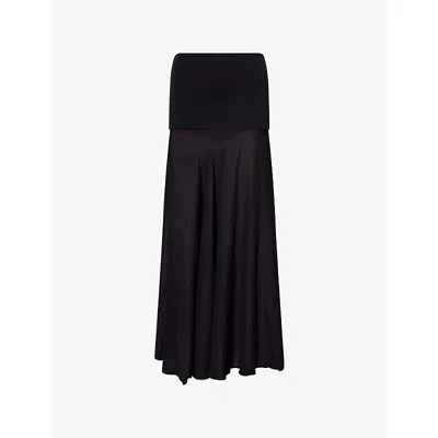 Belle Anna Womens Jewel Semi-sheer Woven Maxi Skirt Black Xs