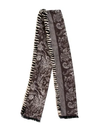 Pre-owned Belle Fare Cashmere Paisley Print Scarf W/ Tags In Grey
