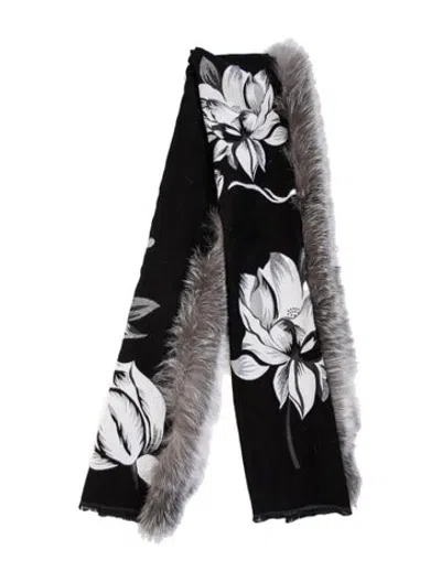 Pre-owned Belle Fare Wool Floral Print Shawl W/ Tags In Black