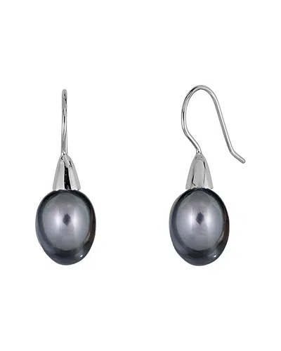 Belpearl Silver 8mm Pearl Dangle Earrings In Black