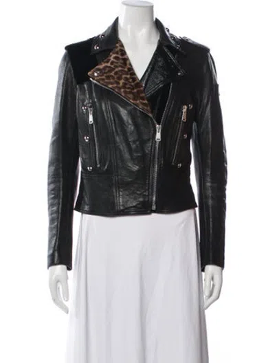Pre-owned Belstaff Animal Print Biker Jacket In Black